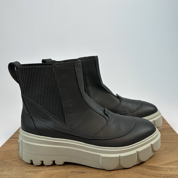 New Women Sorel Caribou X Chelsea Gray‎ Leather Ankle Boots Booties Size 11 M - Picture 1 of 9